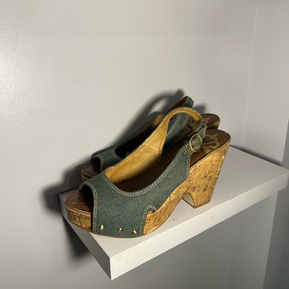 [SOLD ON DEPOP] Stylish FERGALCIOUS BY FERGIE Denim Wedge Sandals